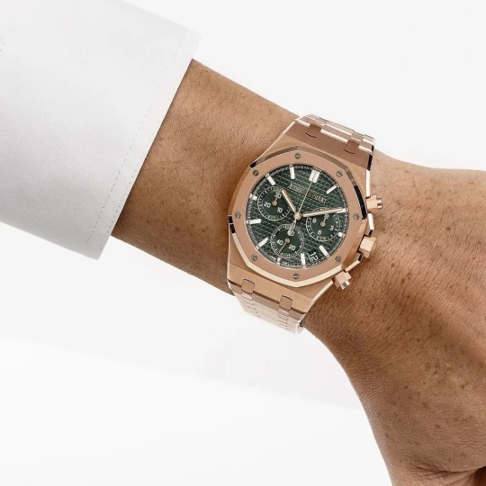Royal Oak Chronograph Rose Gold Khaki Green Dial watch