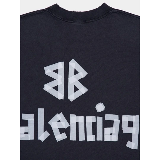 Tape Type T-Shirt Black Faded