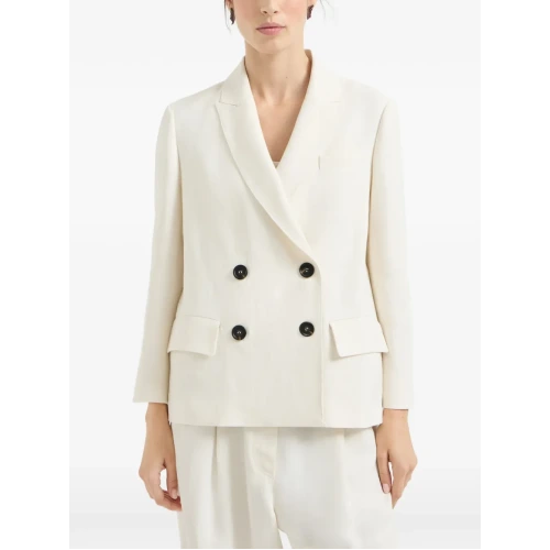 Blazer made of fluid twill in viscose and linen with monili