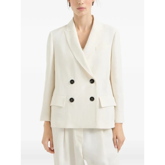 Blazer made of fluid twill in viscose and linen with monili