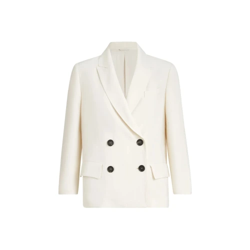 Blazer made of fluid twill in viscose and linen with monili