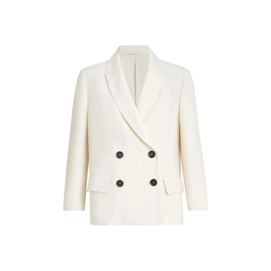 Blazer made of fluid twill in viscose and linen with monili