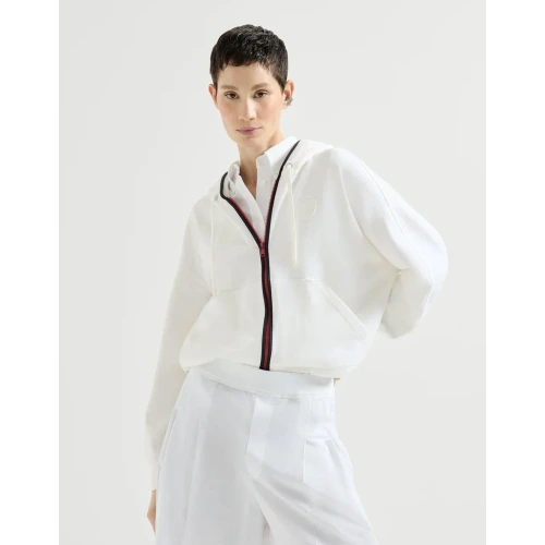 High-tech cotton pique sweatshirt with hood and logo