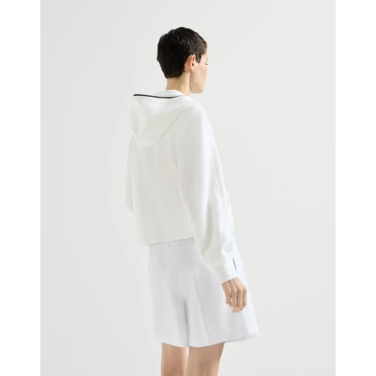 High-tech cotton pique sweatshirt with hood and logo