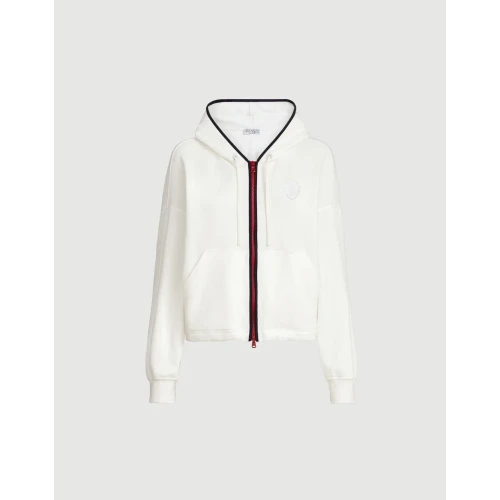 High-tech cotton pique sweatshirt with hood and logo