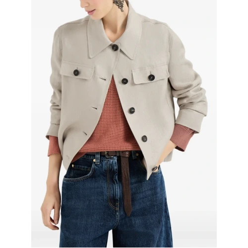 long-sleeve pocket linen jacket