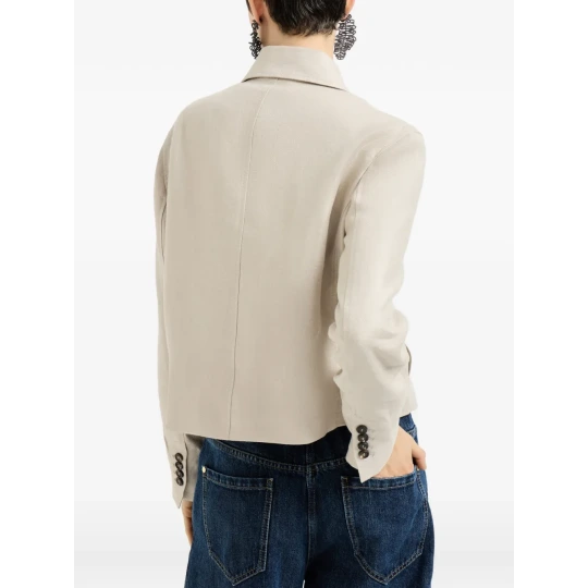 long-sleeve pocket linen jacket
