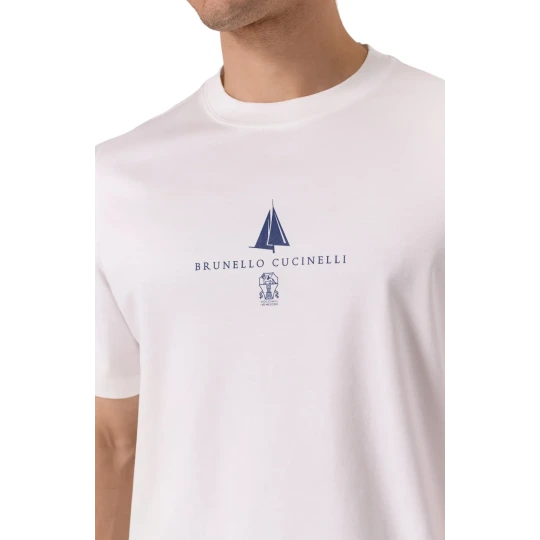 Nautical Sailboat Print Cotton T-Shirt