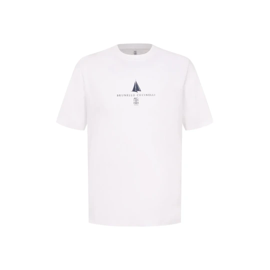 Nautical Sailboat Print Cotton T-Shirt