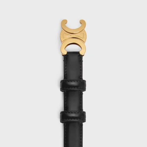 Triomphe Belt 18mm in Taurillon Leather - Black