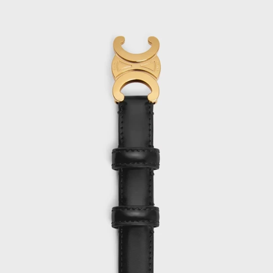 Triomphe Belt 18mm in Taurillon Leather - Black