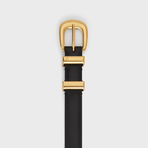 Western Belt 25mm in Taurillon Leather - Gold Buckle