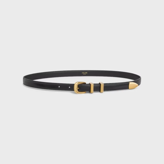 Western Belt 25mm in Taurillon Leather - Gold Buckle
