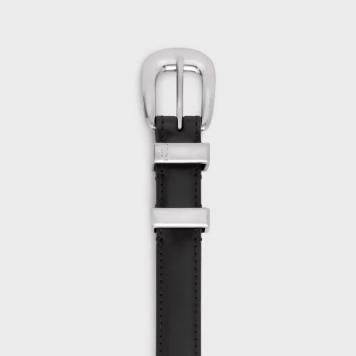 Western Belt 25mm in Taurillon Leather - Silver Buckle