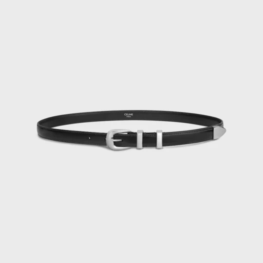 Western Belt 25mm in Taurillon Leather - Silver Buckle