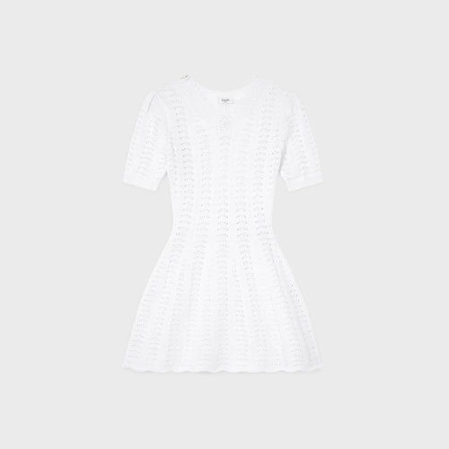 Mini Dress in Cotton Pointelle - White