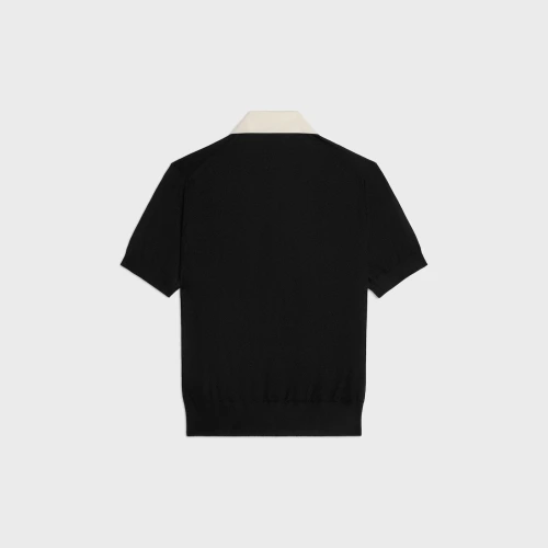 Polo sweater in fine cashmere silk