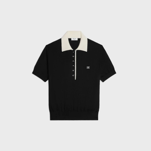 Polo sweater in fine cashmere silk