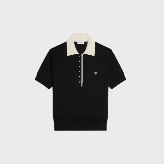 Polo sweater in fine cashmere silk