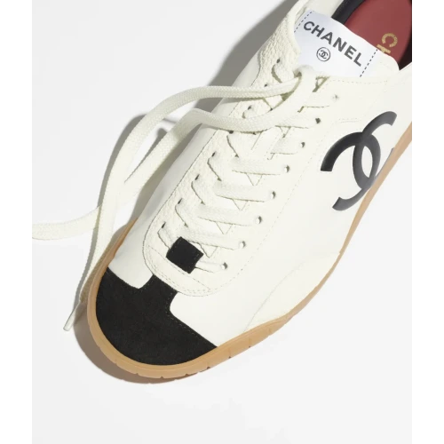 Calfskin & Embossed Suede Calfskin 
White & Black Sneakers