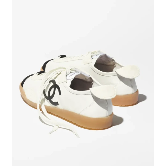 Calfskin & Embossed Suede Calfskin 
White & Black Sneakers