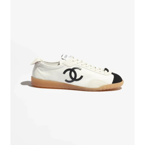 Calfskin & Embossed Suede Calfskin 
White & Black Sneakers