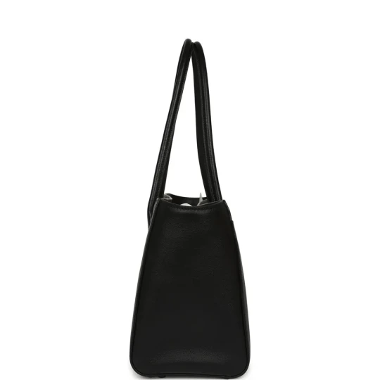 Calfskin & Gold-Tone Metal Black Small Shopping Bag