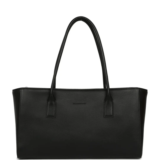 Calfskin & Gold-Tone Metal Black Small Shopping Bag