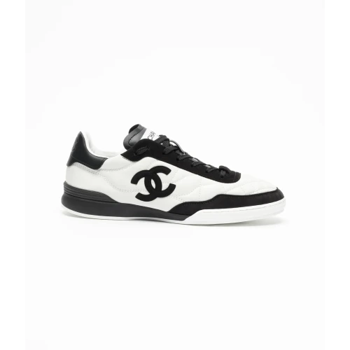 Calfskin & Suede Kidskin 
White & Black Sneakers