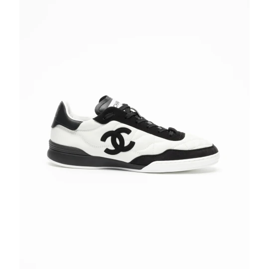 Calfskin & Suede Kidskin 
White & Black Sneakers