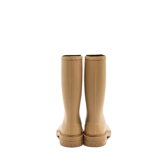 Caoutchouc, beige & white Rain Boots