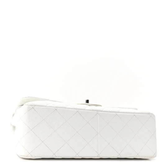 Caviar Quilted Jumbo Double Flap White Bag