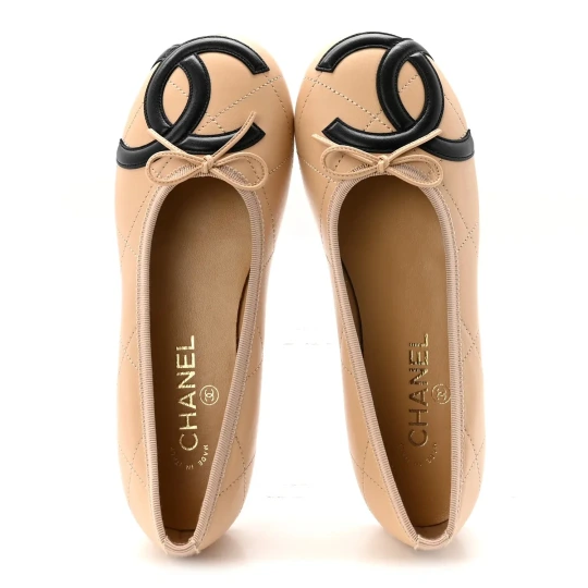 Quilted Leather CC Cambon Ballet Flats