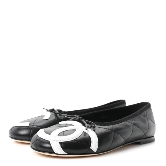 Lambskin Black & White Ballet flats