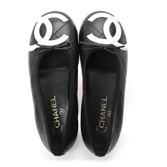 Lambskin Black & White Ballet flats