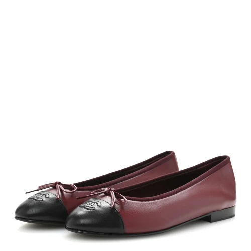 Lambskin Burgundy & Black Ballet flats