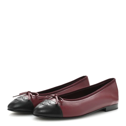 Lambskin Burgundy & Black Ballet flats