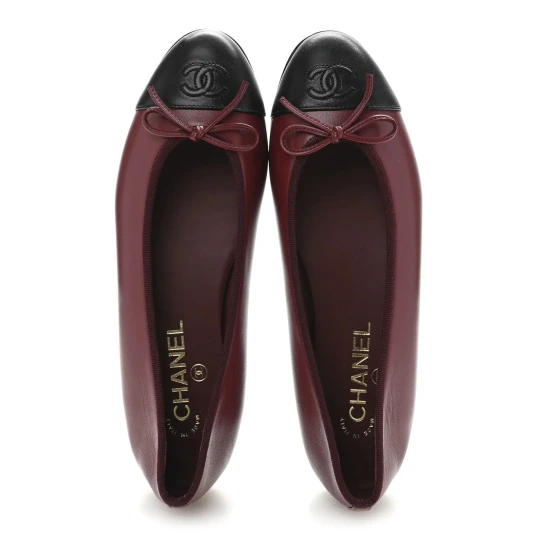 Lambskin Burgundy & Black Ballet flats