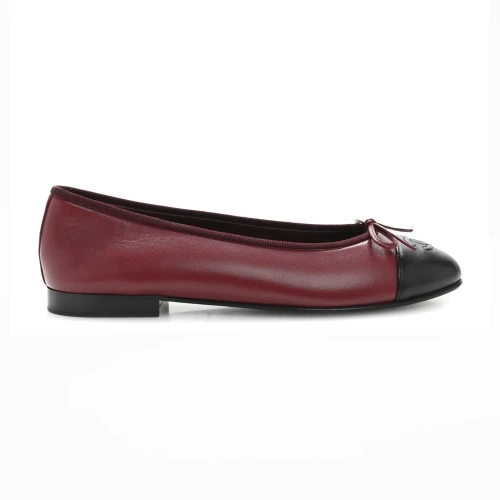 Lambskin Burgundy & Black Ballet flats
