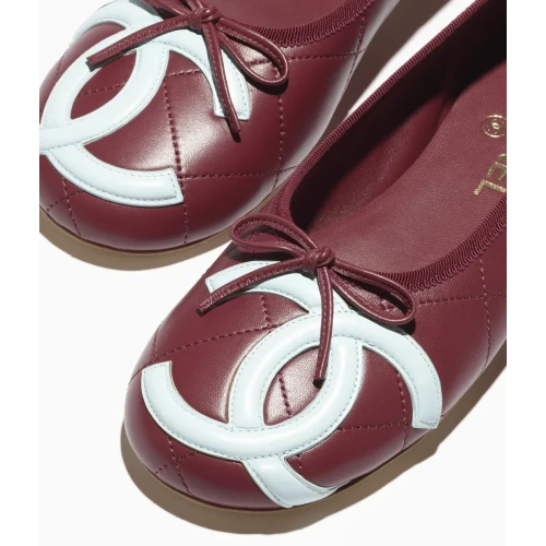 Lambskin Burgundy & Light Blue Ballet flats
