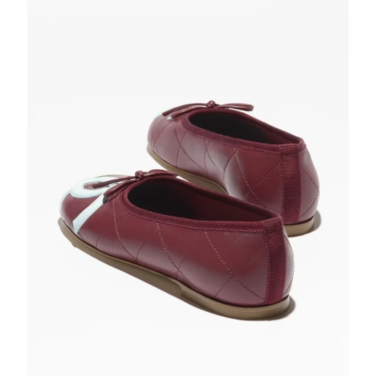 Lambskin Burgundy & Light Blue Ballet flats