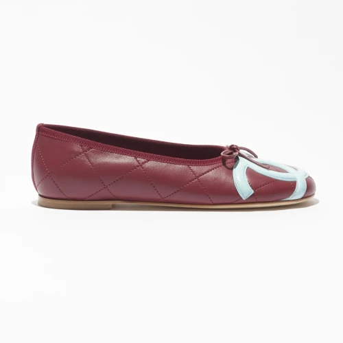 Lambskin Burgundy & Light Blue Ballet flats