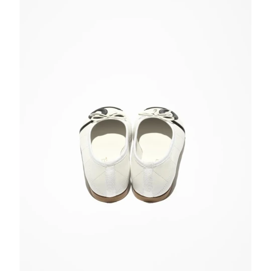 Lambskin White & Black Ballet flats