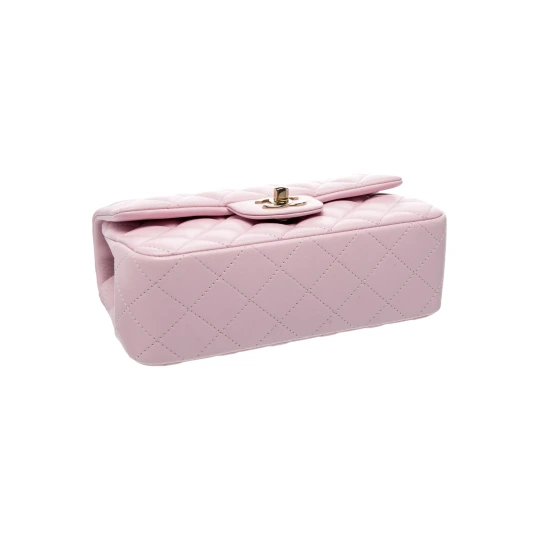 Classic Rectangular Mini Flap Bag Light Pink Lambskin
