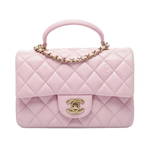 Classic Rectangular Mini Flap Bag Light Pink Lambskin