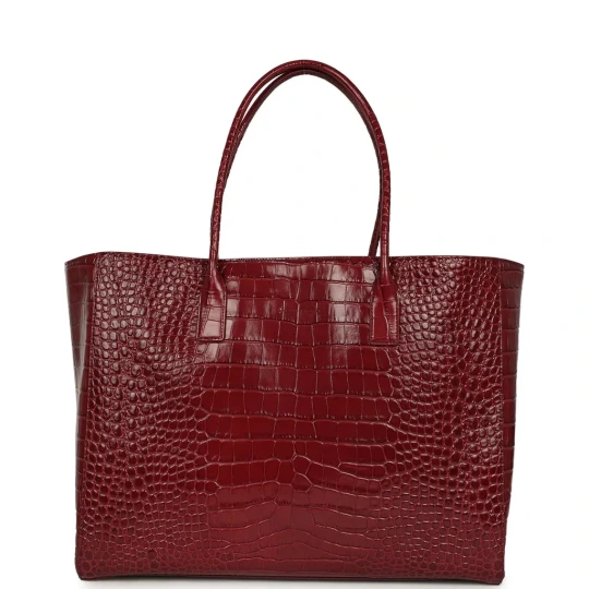 Crocodile Embossed Calfskin & Gold Hardware Tote Bag