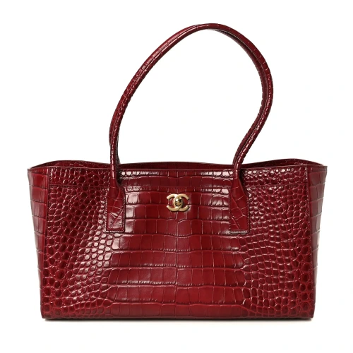Crocodile Embossed Calfskin & Gold-Tone Tote Bag