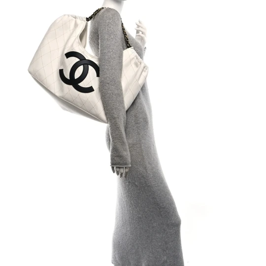 Denim, Calfskin & Gold Metal Small Tote Bag