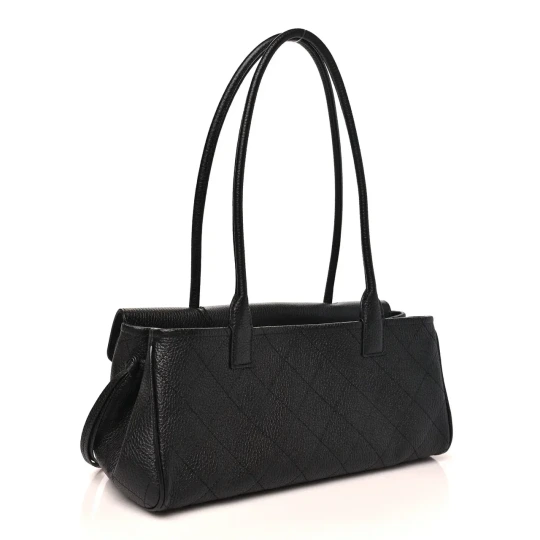 Grained Calfskin Stitched Urban Essentials Small Black