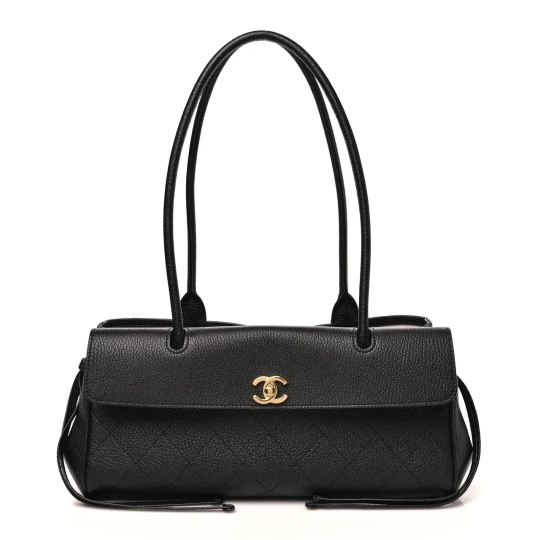 Grained Calfskin Stitched Urban Essentials Small Black